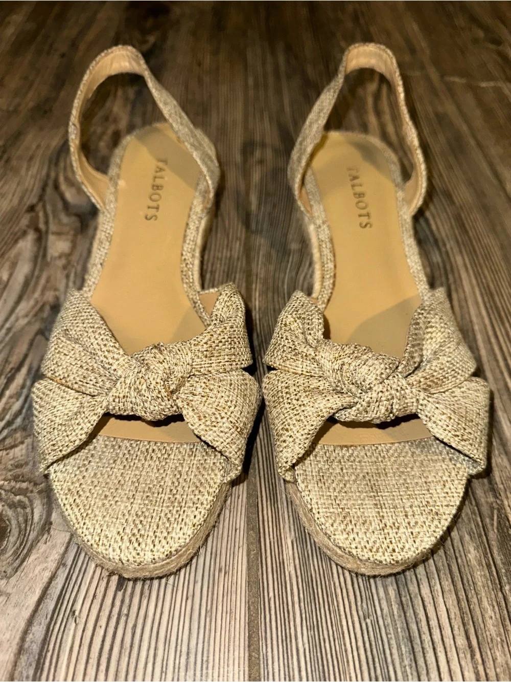 Talbots Women's Beige Bow Espadrille Slingback Sandals Casual Summer Size 7.5